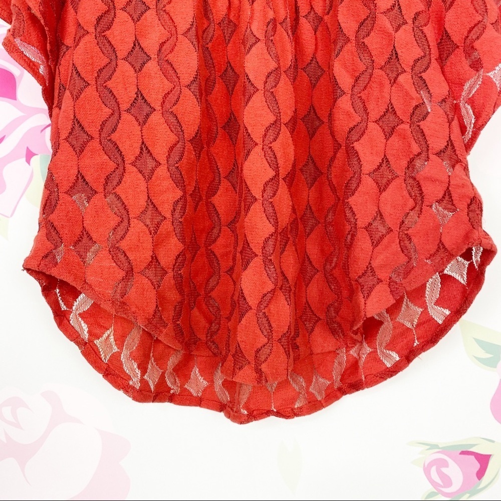 Anthropologie The Addison Story Lunar Cycle Boho Lace Red Orange Blouse S - Picture 5 of 8